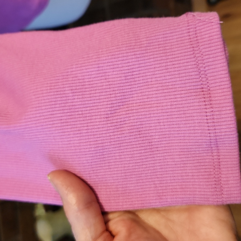 CeCe Vibrant Pink Rhinestone Button Henley Y2k Ribbed Ruffled Base Layer Shirt - Picture 4 of 16